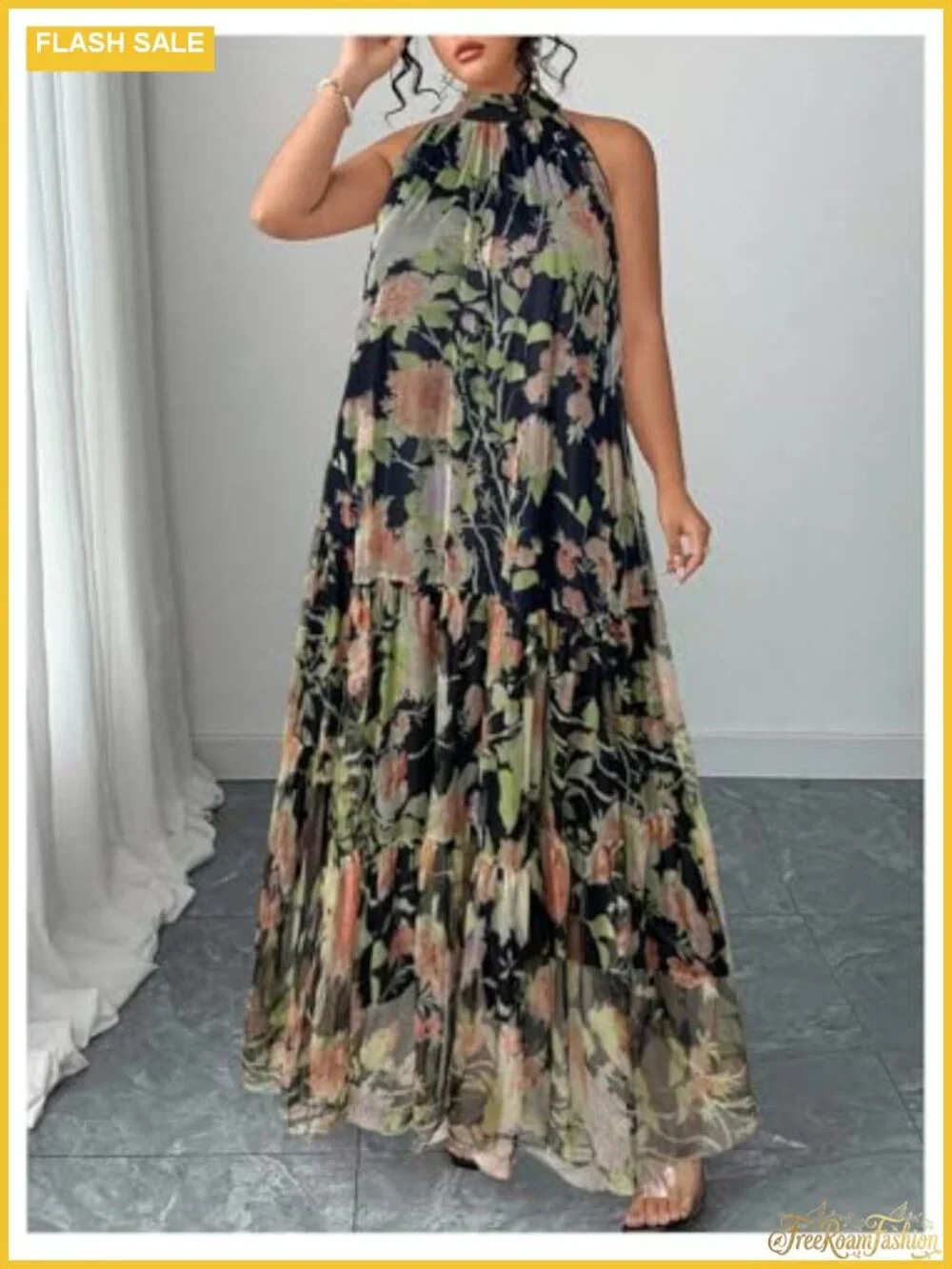 Womens Plus Size Wedding Guest Cocktail Dress Ruffle Hem